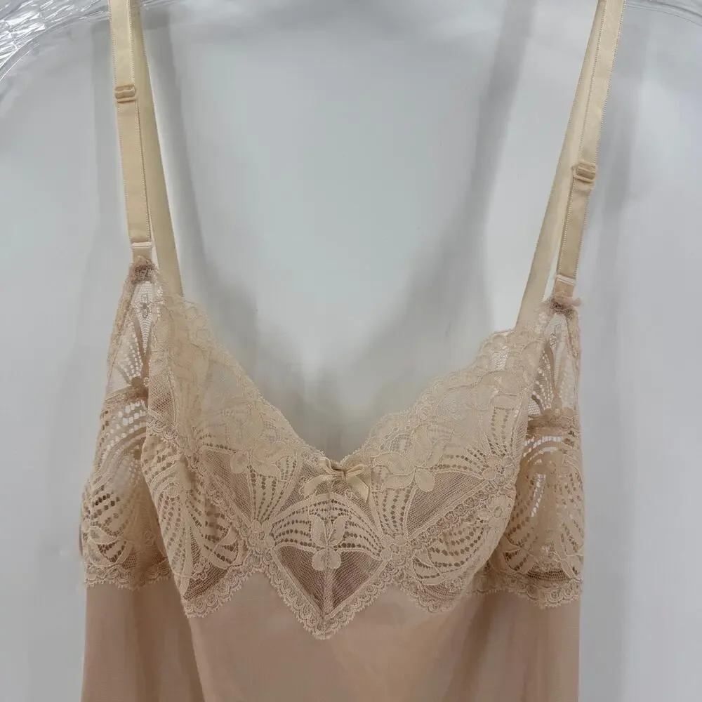 Vintage JCPenney Nude Lace Slip Dress Y2K Coquette Nightgown - Picture 4 of 10